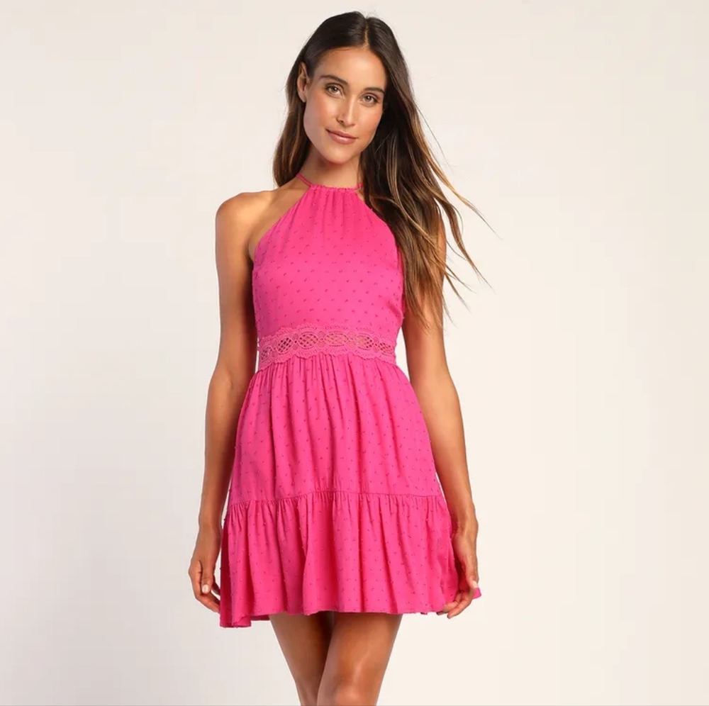 Lulus hot pink dress size small pre owned